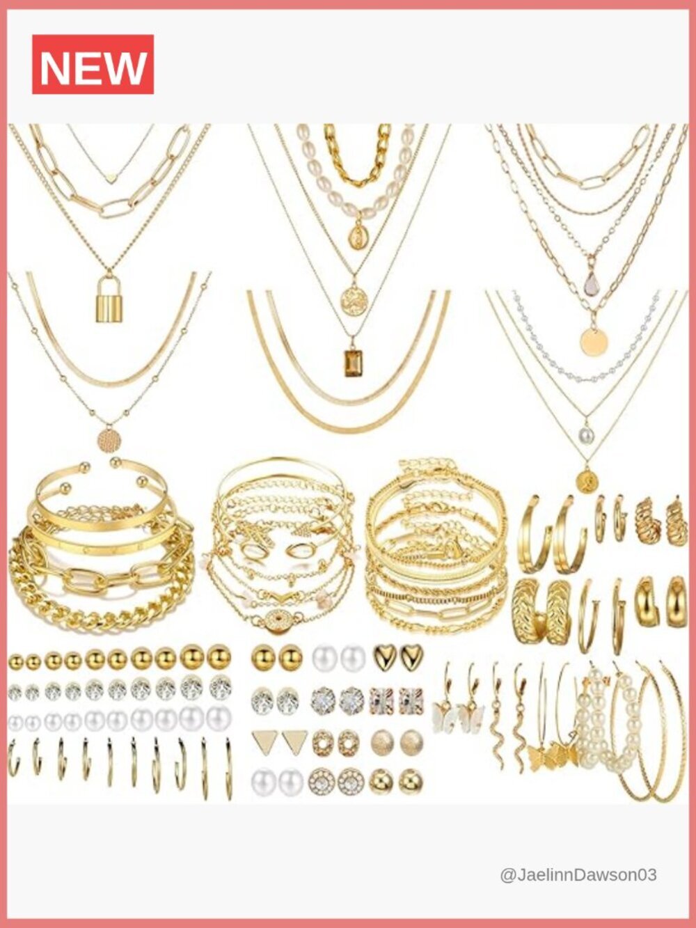 69pc Gold Jewelry Set for Women Cubic Zirconia Necklace Bracelet Earring
